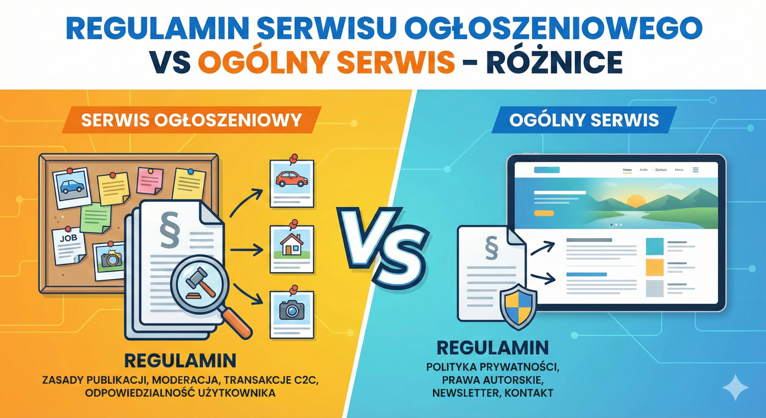 Regulamin serwisu ogłoszeniowego vs ogólnego serwisu – różnice